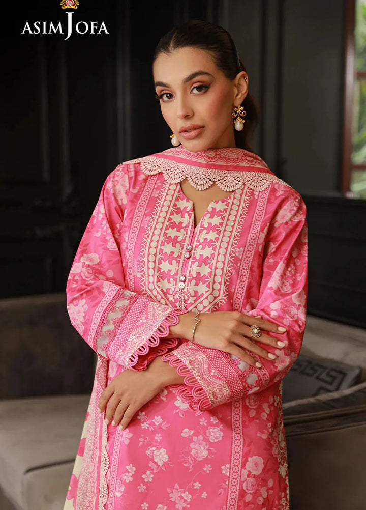 Asim Jofa Printed Lawn Unstitched Suit 3 Piece AJ24PU AJUN-06 - Summer Collection