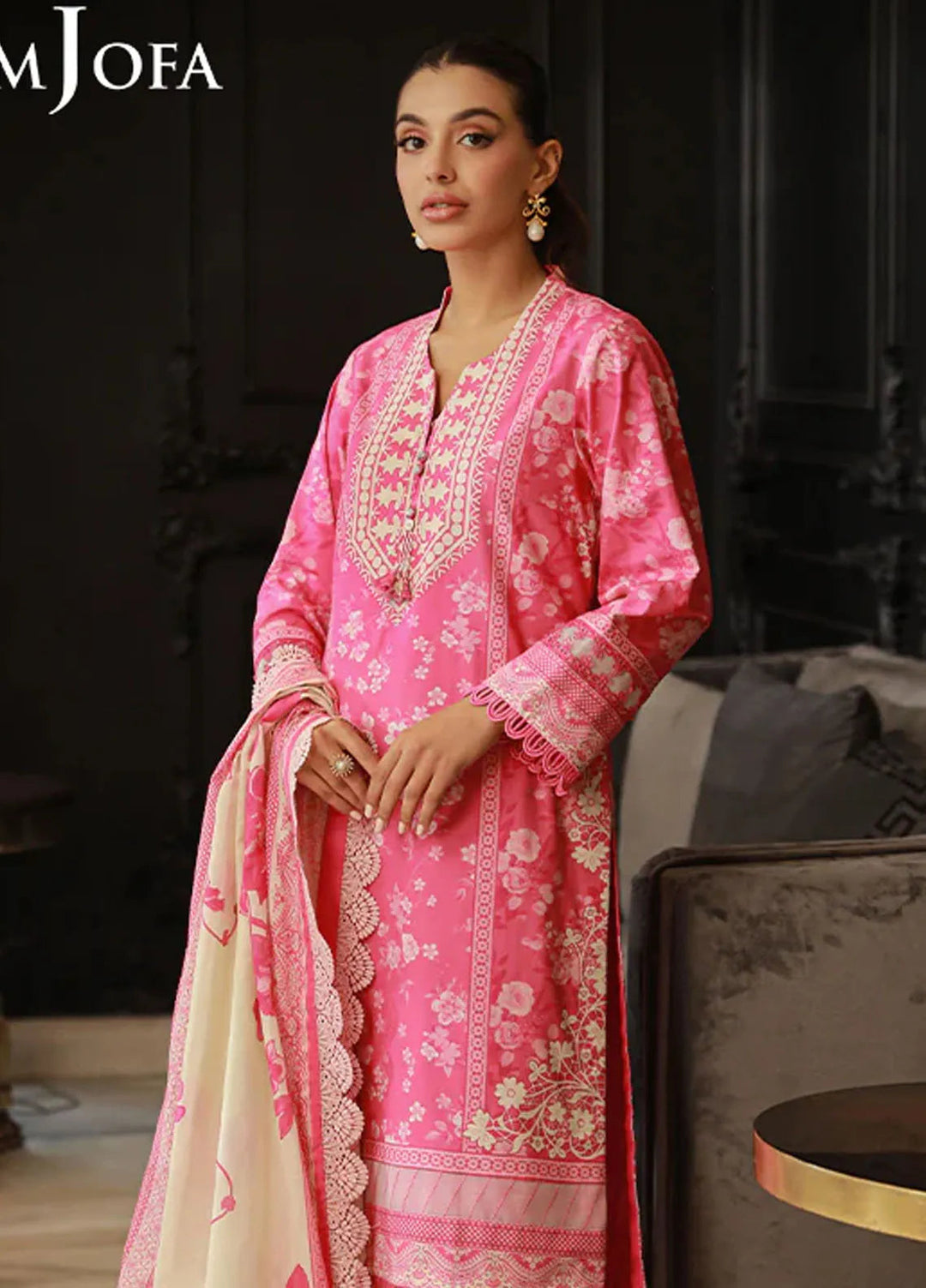 Asim Jofa Printed Lawn Unstitched Suit 3 Piece AJ24PU AJUN-06 - Summer Collection