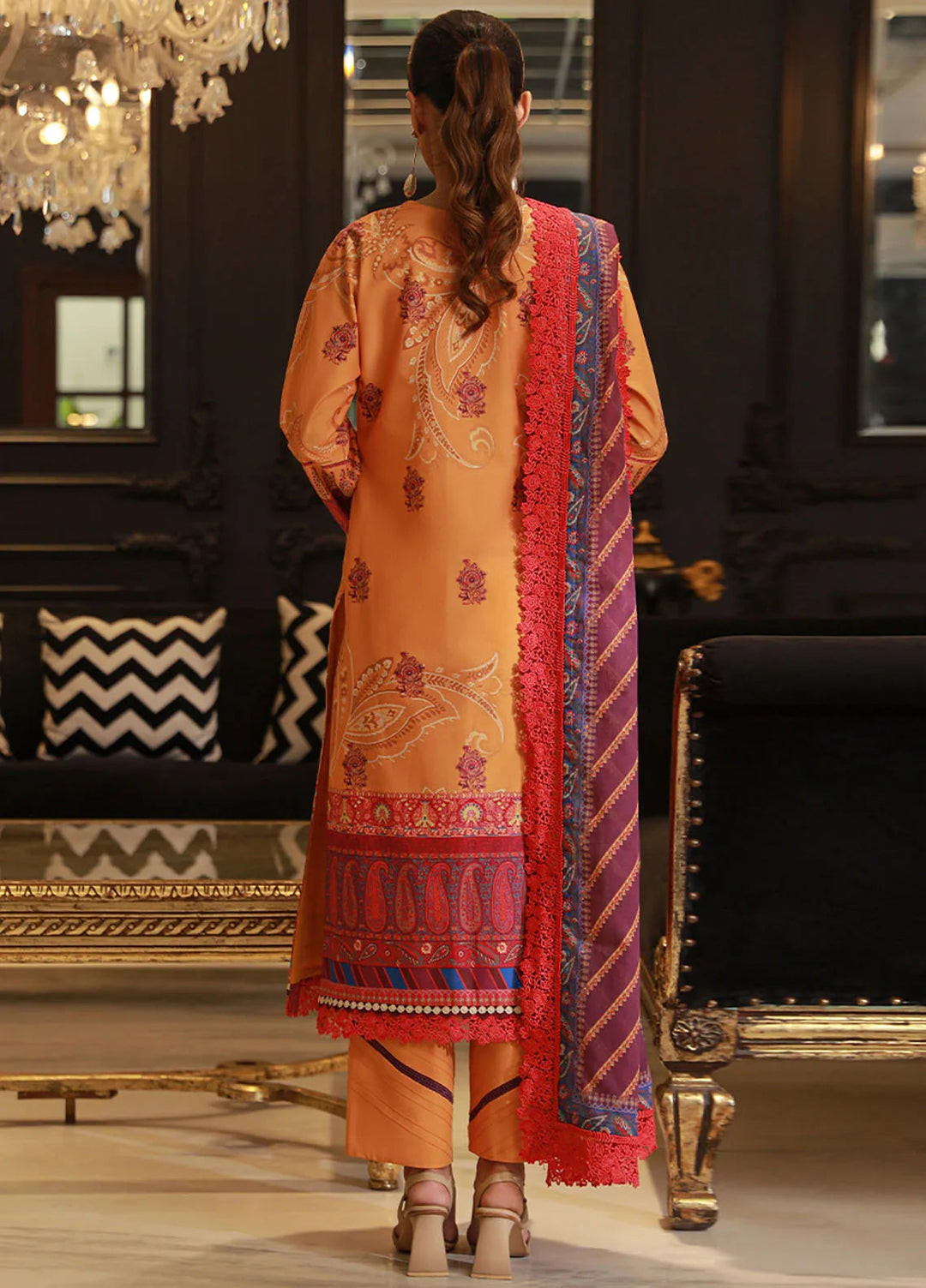 Asim Jofa Printed Lawn Unstitched Suit 3 Piece AJ24PU AJUN-09 - Summer Collection