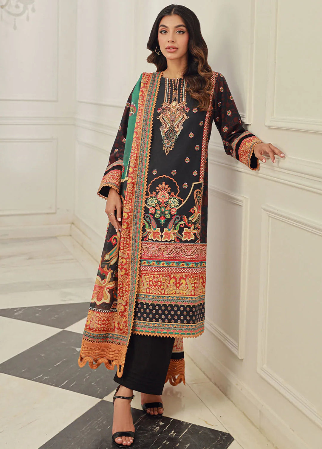Asim Jofa Printed Lawn Unstitched Suit 3 Piece AJ24PU AJUN-15 - Summer Collection