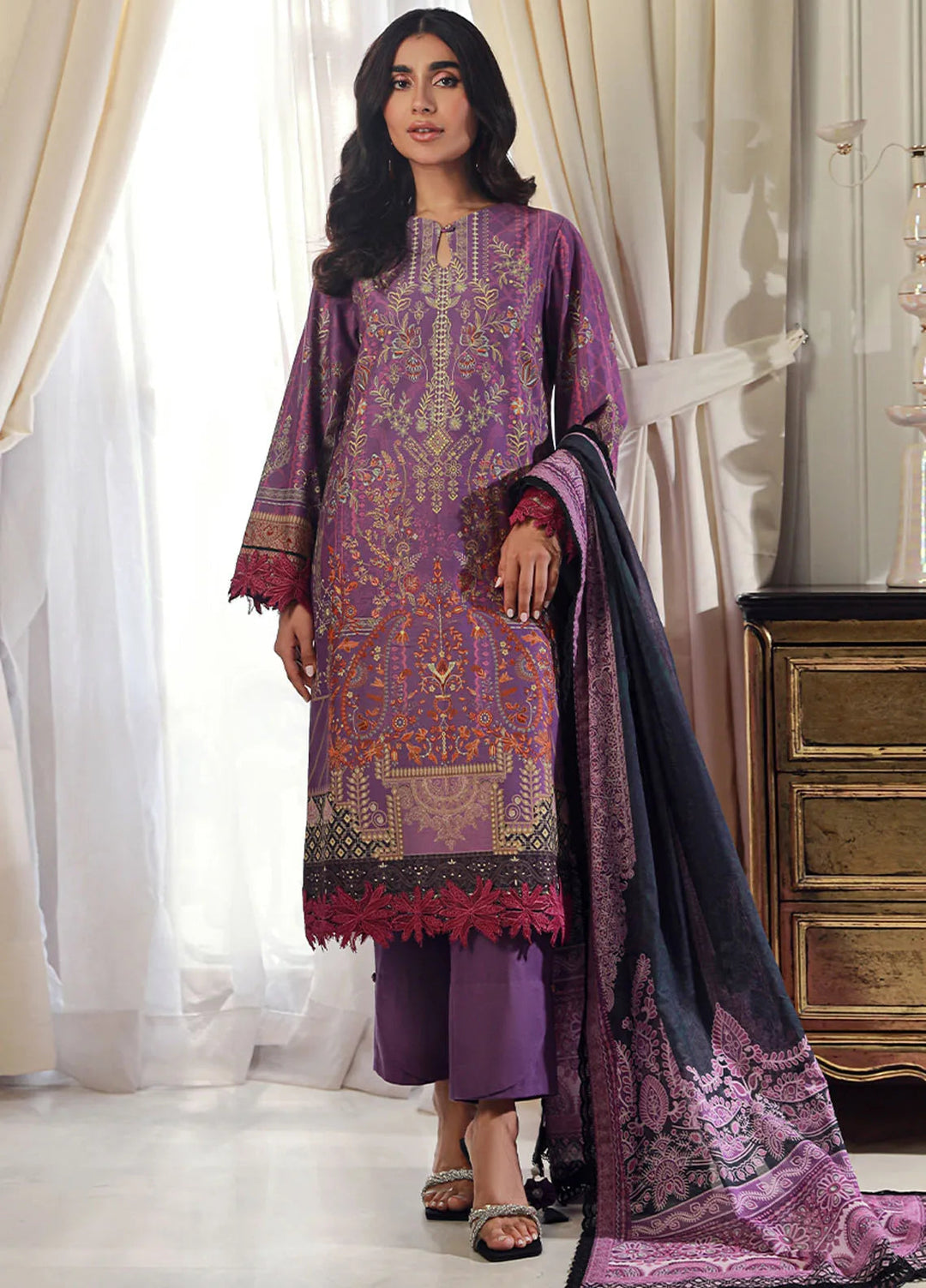 Asim Jofa Printed Lawn Unstitched Suit 3 Piece AJ24PU AJUN-17 - Summer Collection