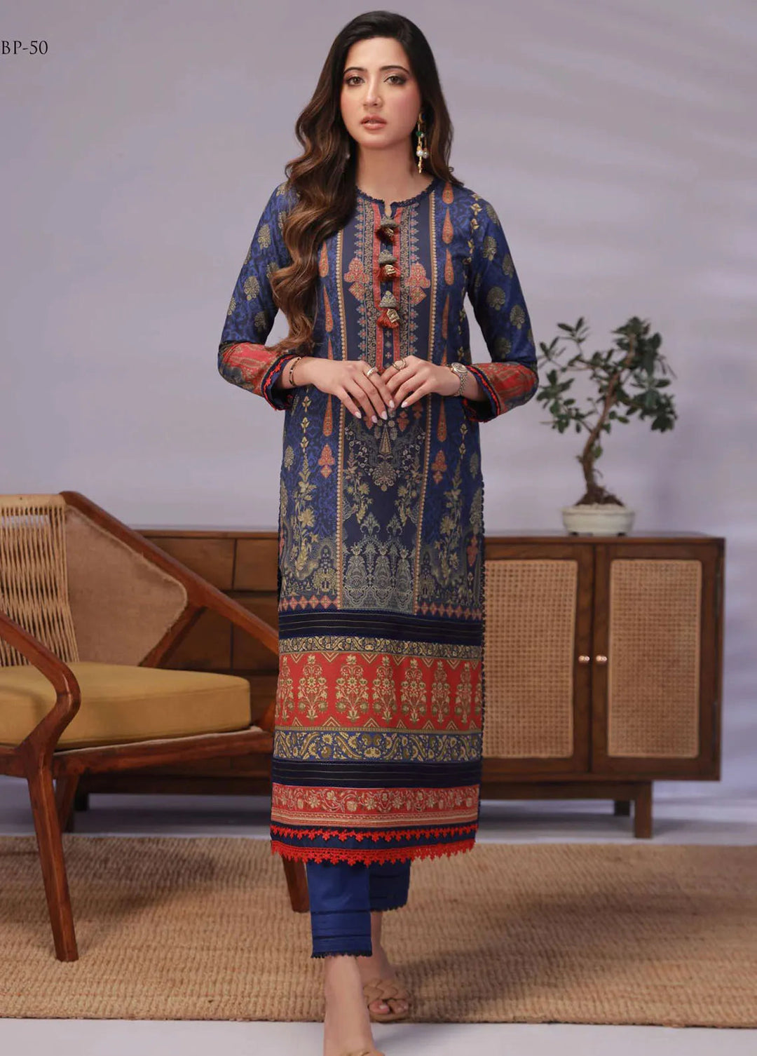 Asim Jofa Printed Lawn Unstitched Suit Kurti AJ23-P2 AJBP-50 - Summer Collection