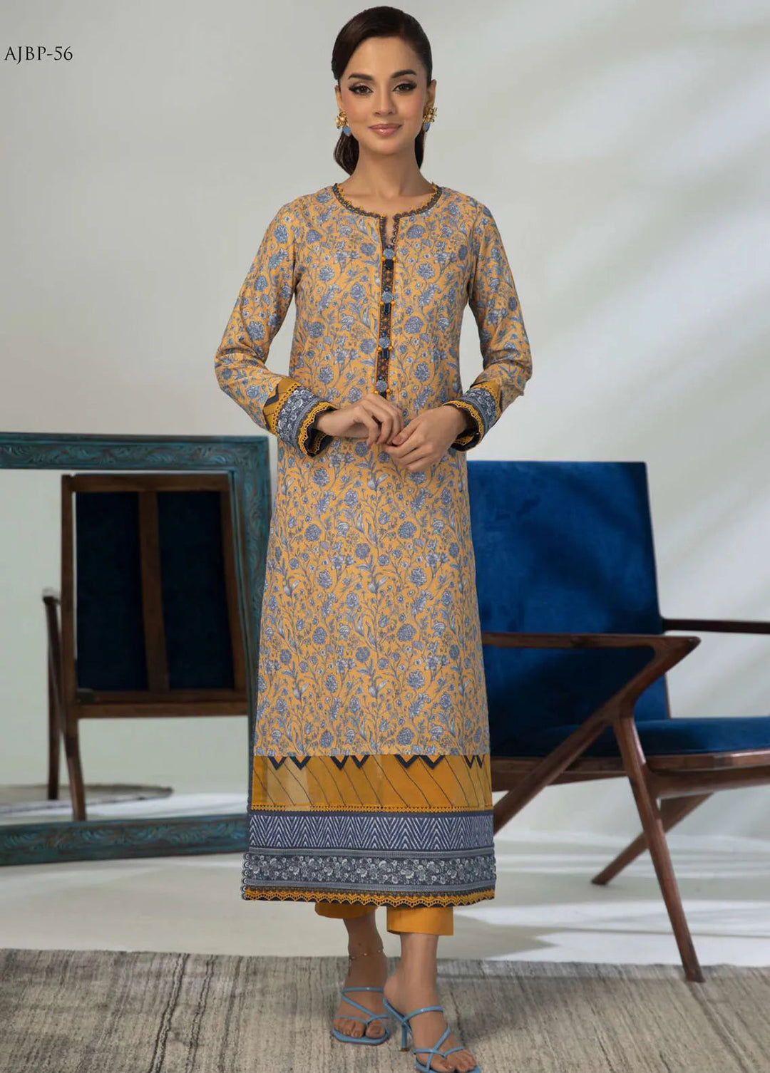 Asim Jofa Printed Lawn Unstitched Suit Kurti AJ23-P2 AJBP-56 - Summer Collection