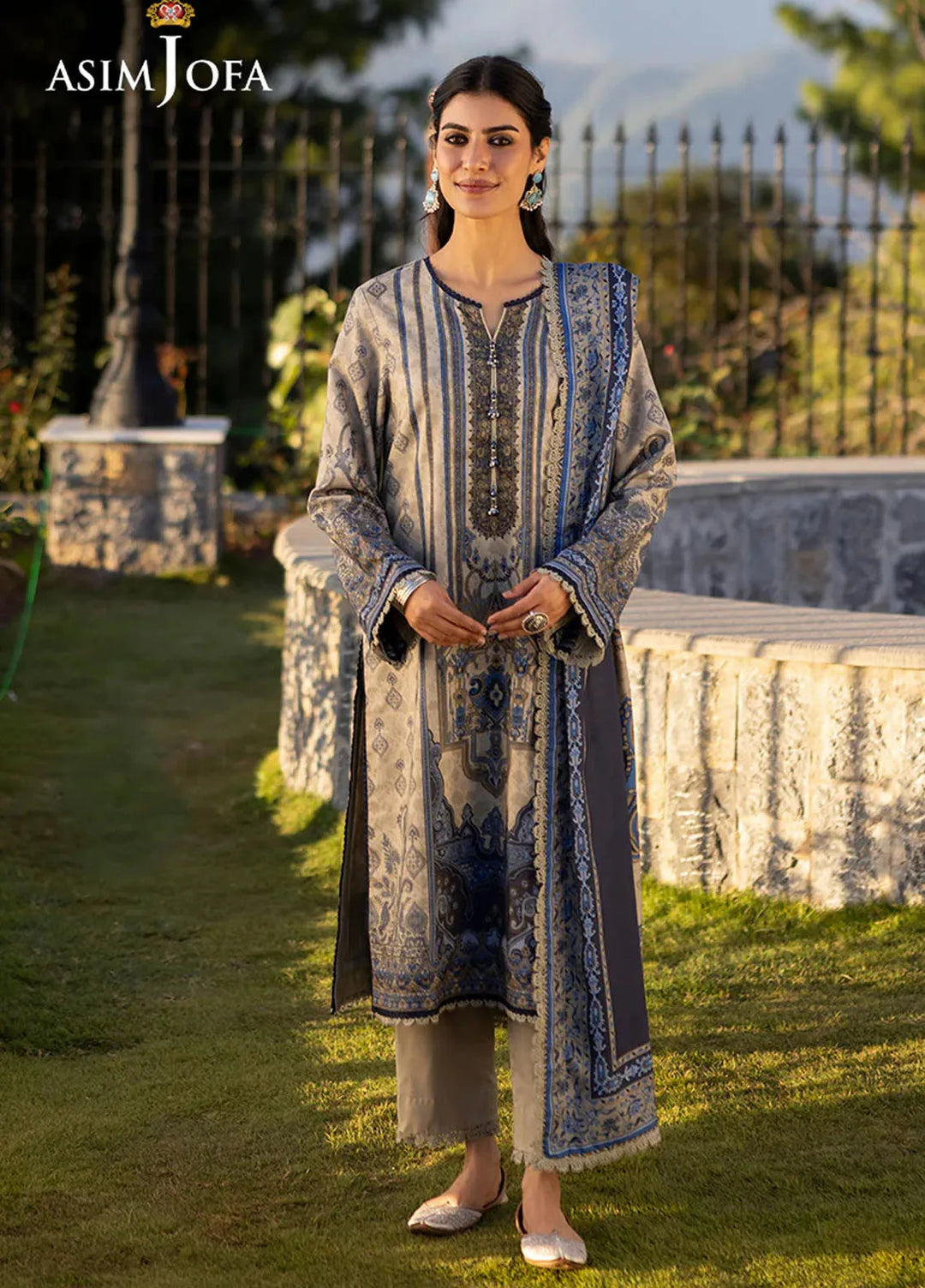 Asim Jofa Printed Viscose Suits Unstitched 3 Piece AJ24UW AJUW-61 - Winter Collection