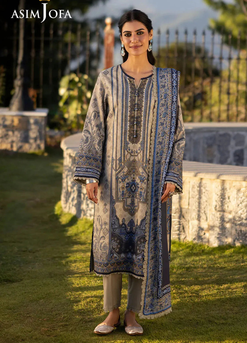 Asim Jofa Printed Viscose Suits Unstitched 3 Piece AJ24UW AJUW-61 - Winter Collection