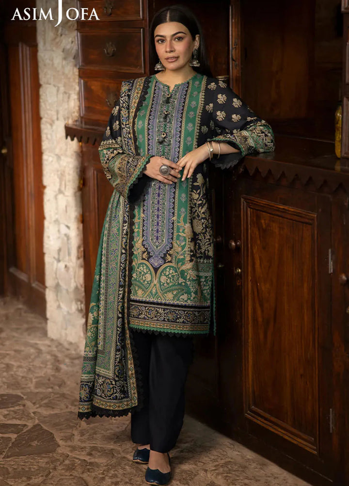 Asim Jofa Printed Viscose Suits Unstitched 3 Piece AJ24UW AJUW-62 - Winter Collection