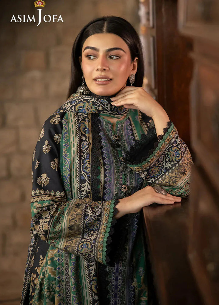 Asim Jofa Printed Viscose Suits Unstitched 3 Piece AJ24UW AJUW-62 - Winter Collection