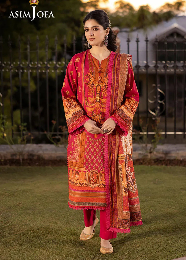 Asim Jofa Printed Viscose Suits Unstitched 3 Piece AJ24UW AJUW-63 - Winter Collection