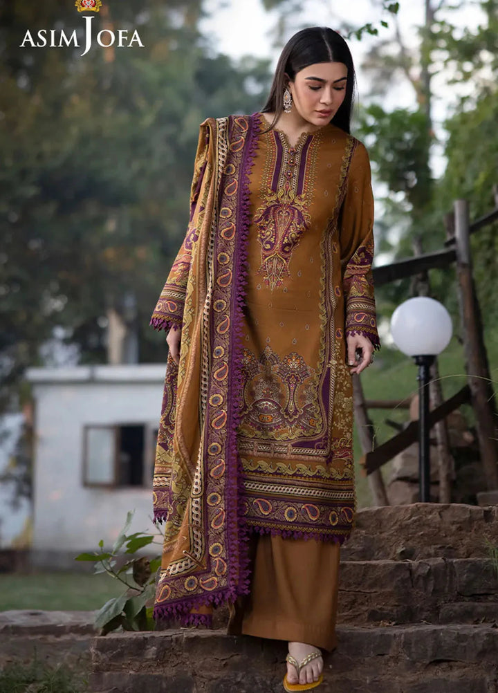 Asim Jofa Printed Viscose Suits Unstitched 3 Piece AJ24UW AJUW-64 - Winter Collection
