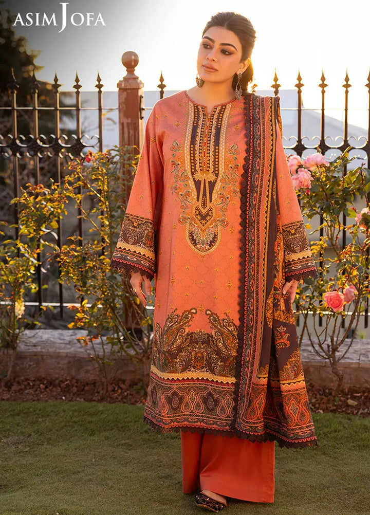 Asim Jofa Printed Viscose Suits Unstitched 3 Piece AJ24UW AJUW-65 - Winter Collection