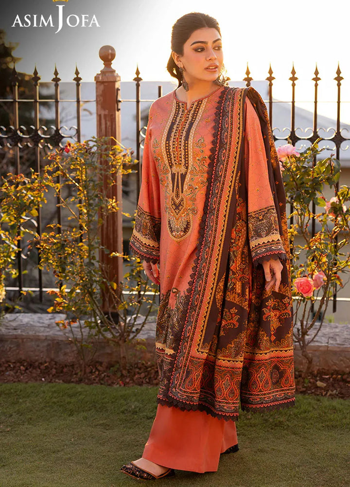 Asim Jofa Printed Viscose Suits Unstitched 3 Piece AJ24UW AJUW-65 - Winter Collection