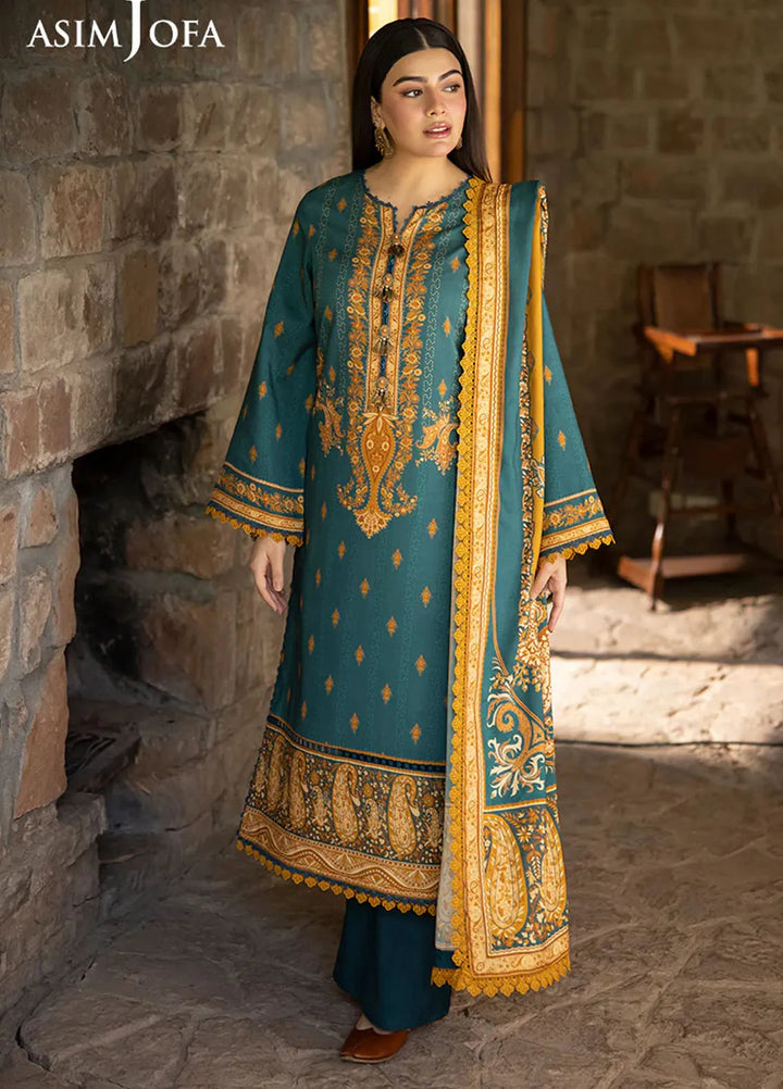 Asim Jofa Printed Viscose Suits Unstitched 3 Piece AJ24UW AJUW-66 - Winter Collection