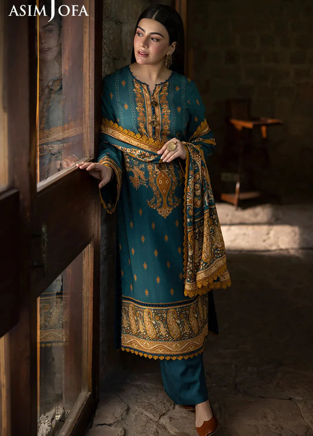 Asim Jofa Printed Viscose Suits Unstitched 3 Piece AJ24UW AJUW-66 - Winter Collection