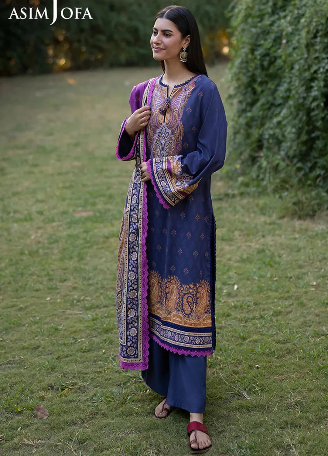 Asim Jofa Printed Viscose Suits Unstitched 3 Piece AJ24UW AJUW-67 - Winter Collection