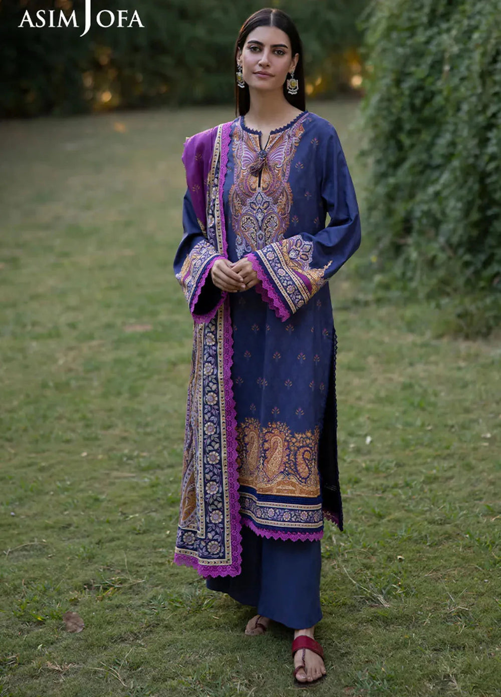 Asim Jofa Printed Viscose Suits Unstitched 3 Piece AJ24UW AJUW-67 - Winter Collection