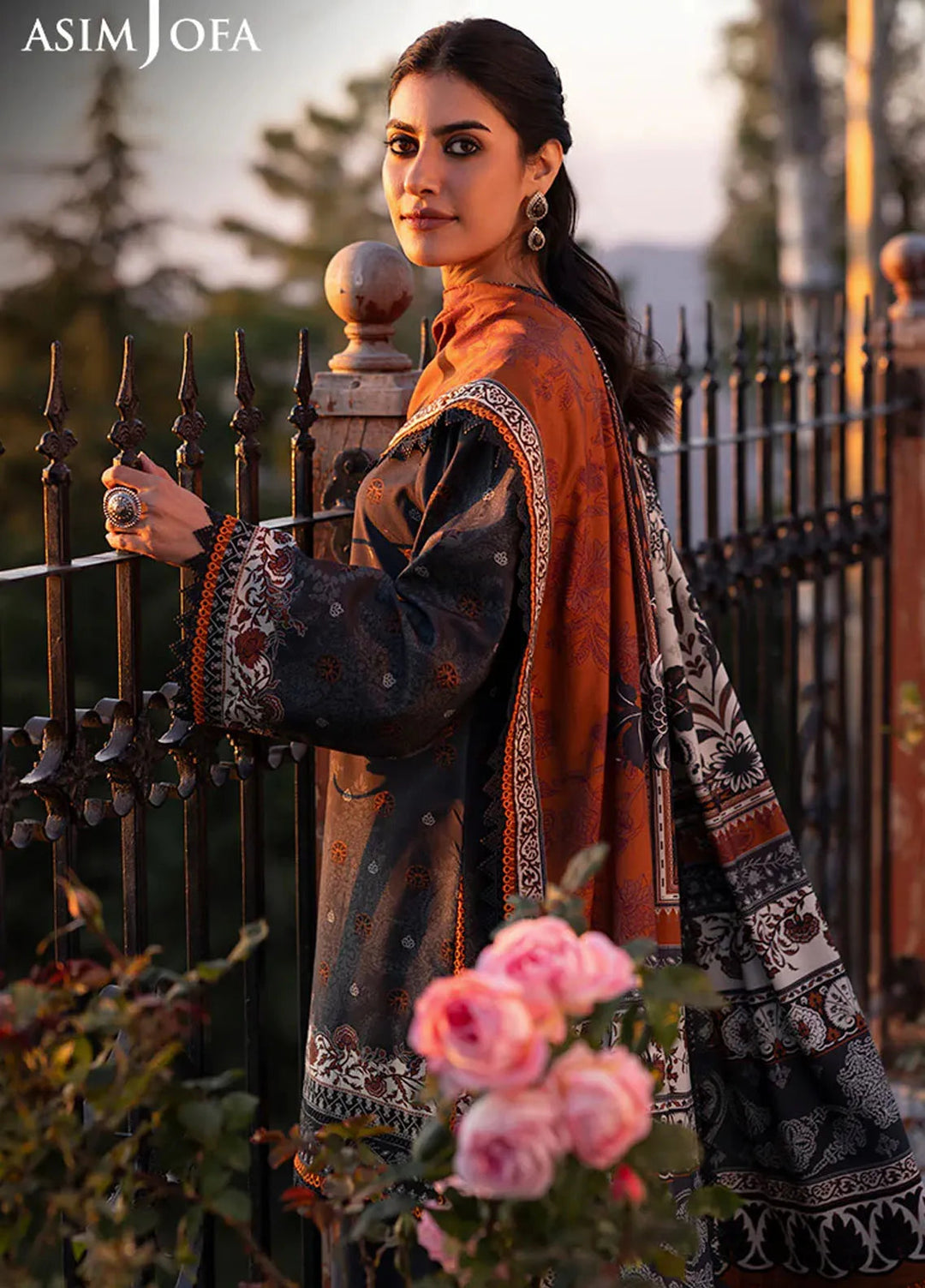 Asim Jofa Printed Viscose Suits Unstitched 3 Piece AJ24UW AJUW-70 - Winter Collection