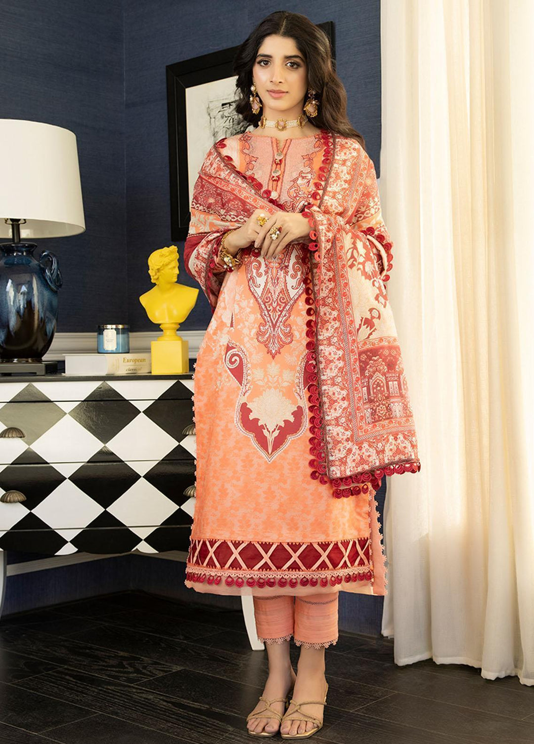 Asim Jofa Embroidered Lawn Suits Unstitched 2 Piece AJ23P AJS-02 - Summer Collection