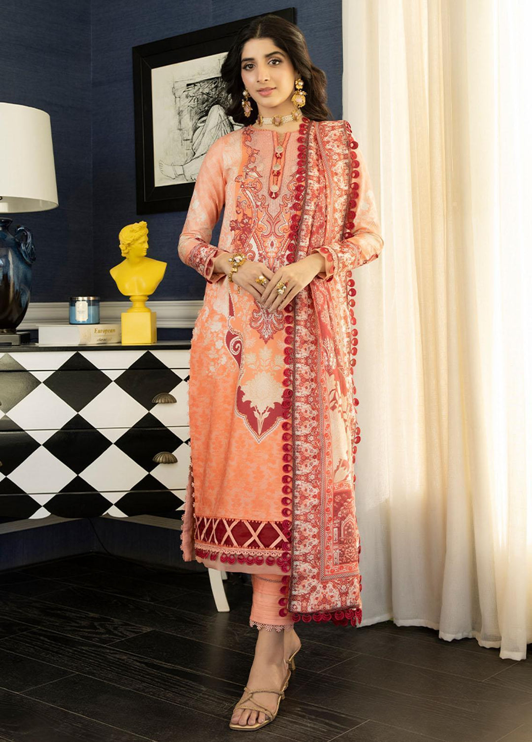 Asim Jofa Embroidered Lawn Suits Unstitched 2 Piece AJ23P AJS-02 - Summer Collection
