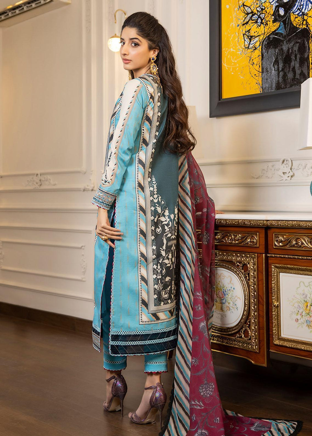 Asim Jofa Embroidered Lawn Suits Unstitched 3 Piece AJ23P AJS-09 - Summer Collection