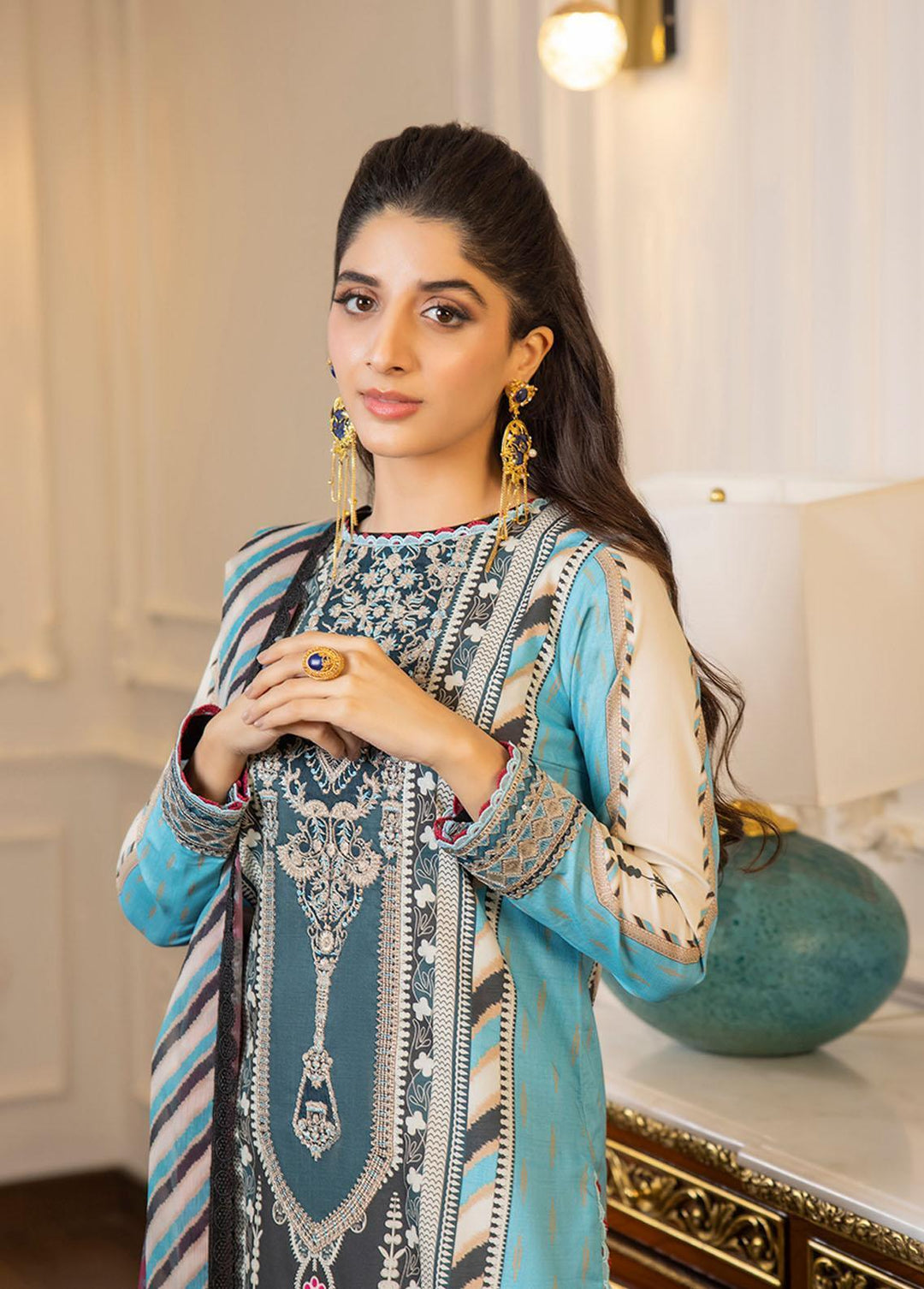 Asim Jofa Embroidered Lawn Suits Unstitched 3 Piece AJ23P AJS-09 - Summer Collection