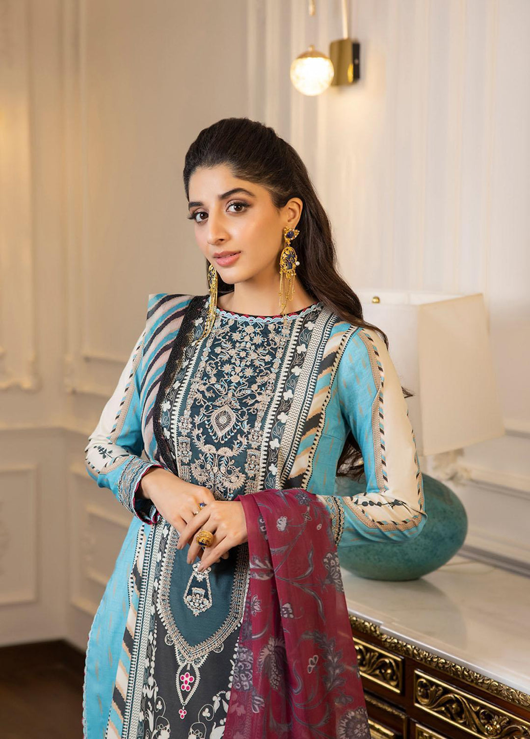 Asim Jofa Embroidered Lawn Suits Unstitched 3 Piece AJ23P AJS-09 - Summer Collection