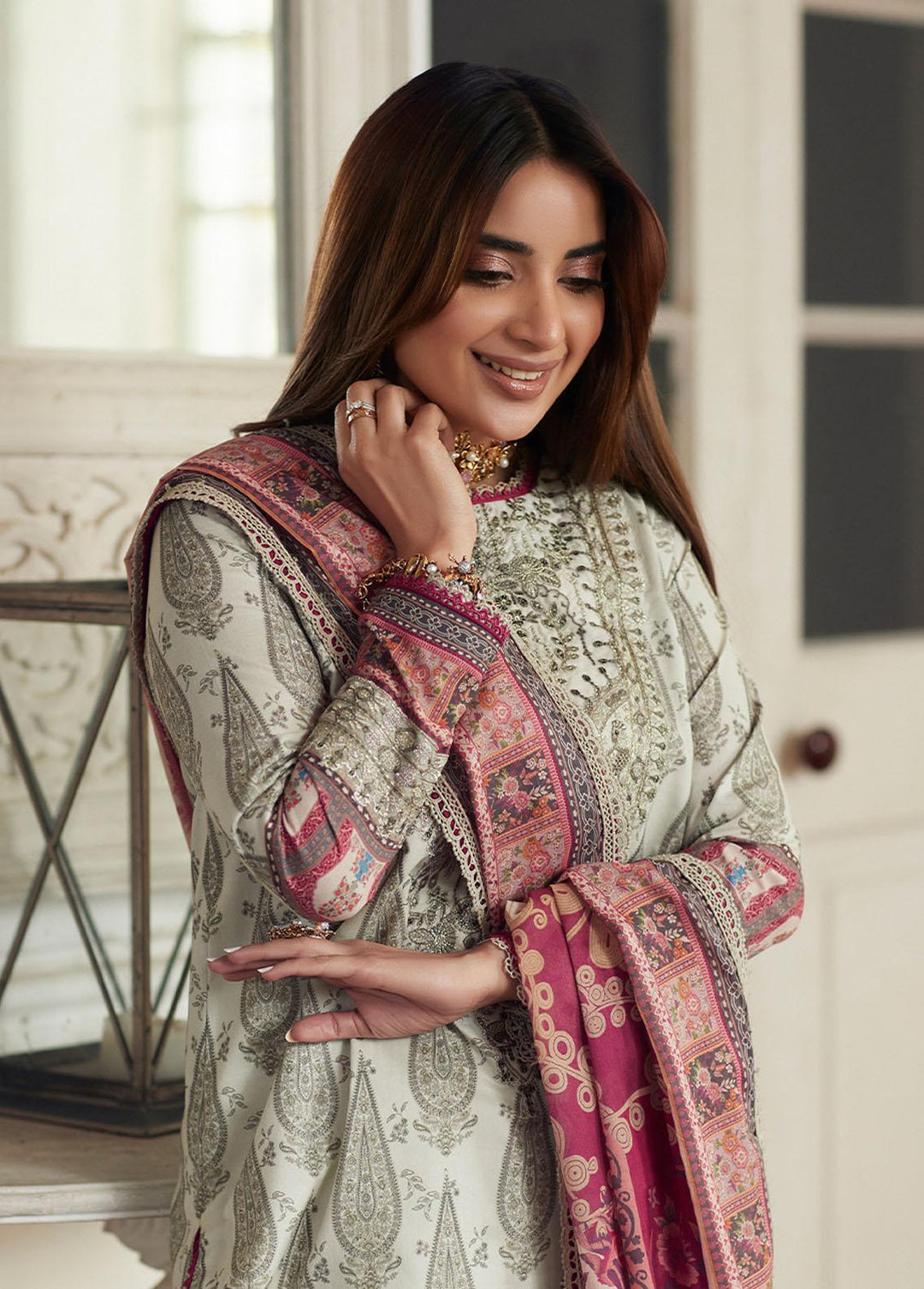 Asim Jofa Printed Lawn Suits Unstitched 2 Piece AJ23P AJS-13 - Summer Collection