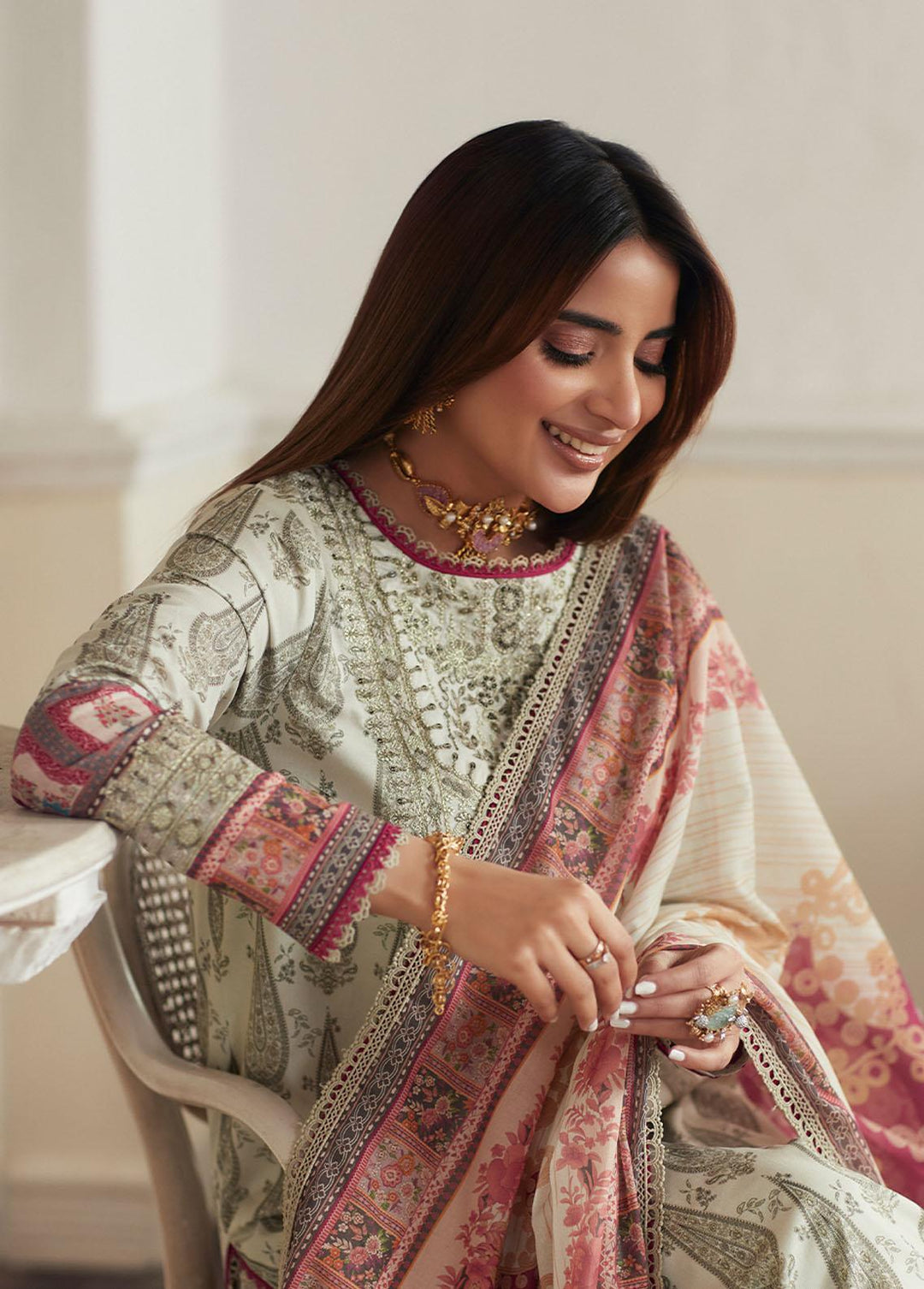 Asim Jofa Printed Lawn Suits Unstitched 2 Piece AJ23P AJS-13 - Summer Collection