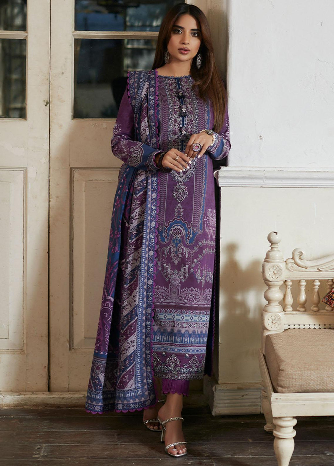 Asim Jofa Embroidered Lawn Suits Unstitched 2 Piece AJ23P AJS-14 - Summer Collection