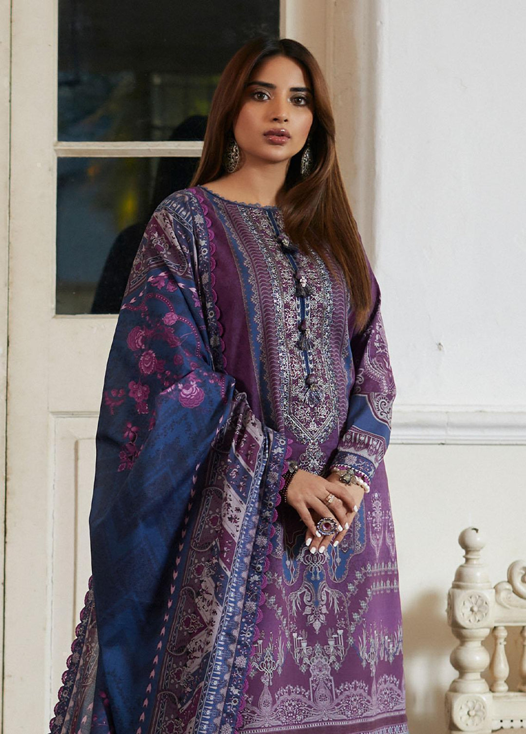 Asim Jofa Embroidered Lawn Suits Unstitched 2 Piece AJ23P AJS-14 - Summer Collection