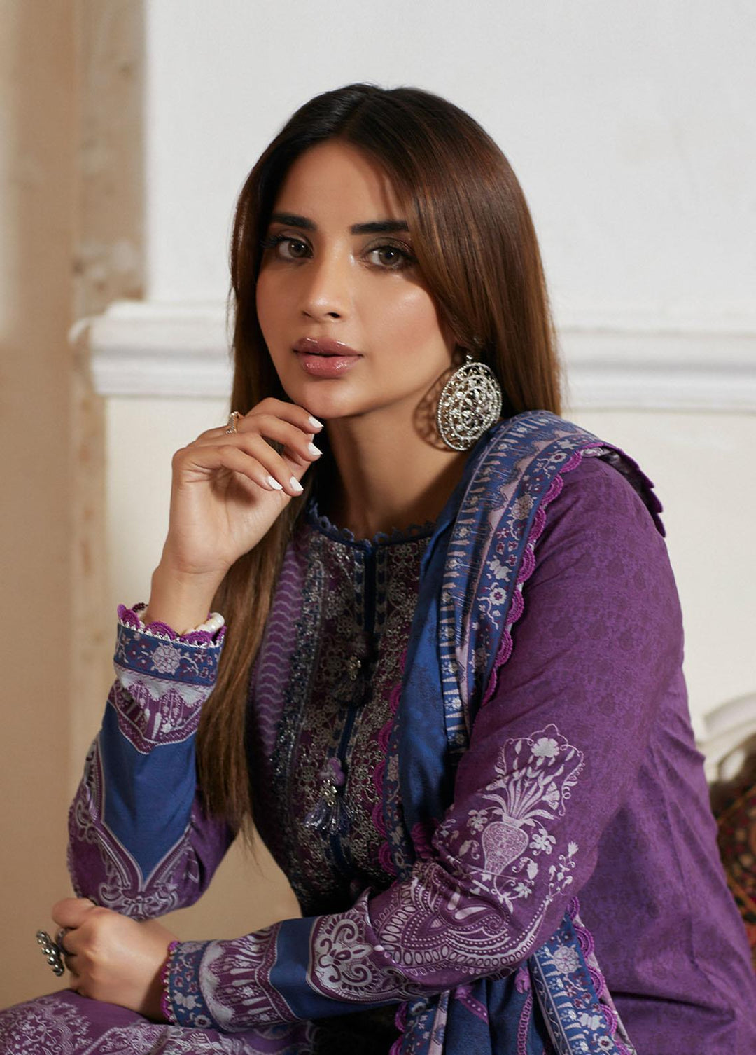 Asim Jofa Embroidered Lawn Suits Unstitched 2 Piece AJ23P AJS-14 - Summer Collection