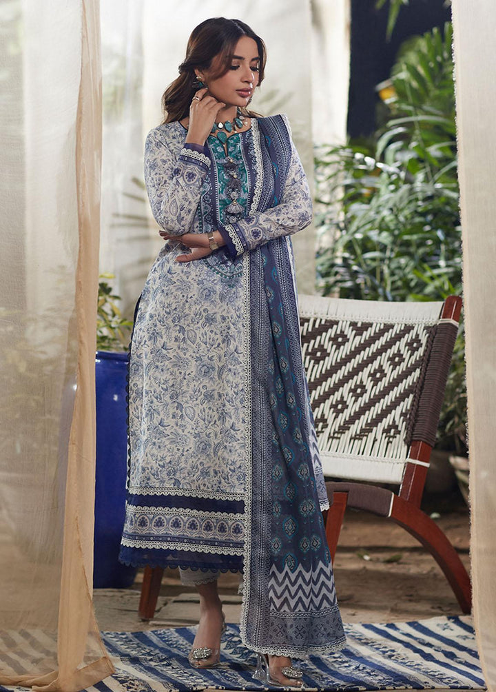Asim Jofa Printed Lawn Suits Unstitched 3 Piece AJ23P AJS-18 - Summer Collection