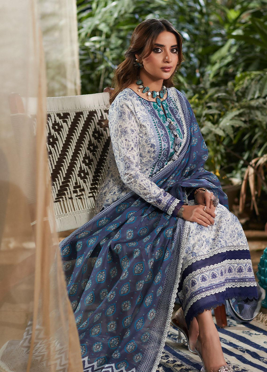 Asim Jofa Printed Lawn Suits Unstitched 3 Piece AJ23P AJS-18 - Summer Collection