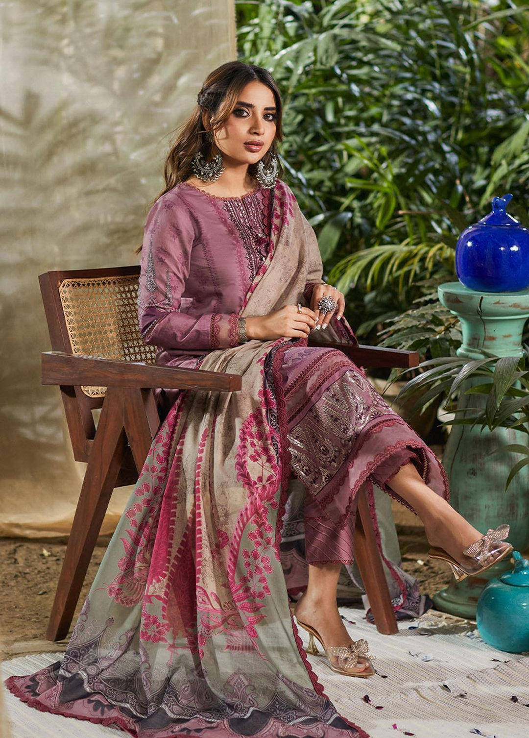 Asim Jofa Embroidered Lawn Suits Unstitched 2 Piece AJ23P AJS-19 - Summer Collection