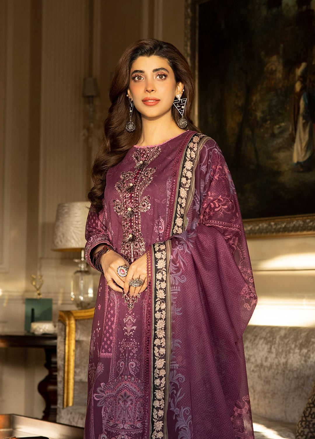 Asim Jofa Embroidered Lawn Suits Unstitched 2 Piece AJ23P AJS-28 - Summer Collection