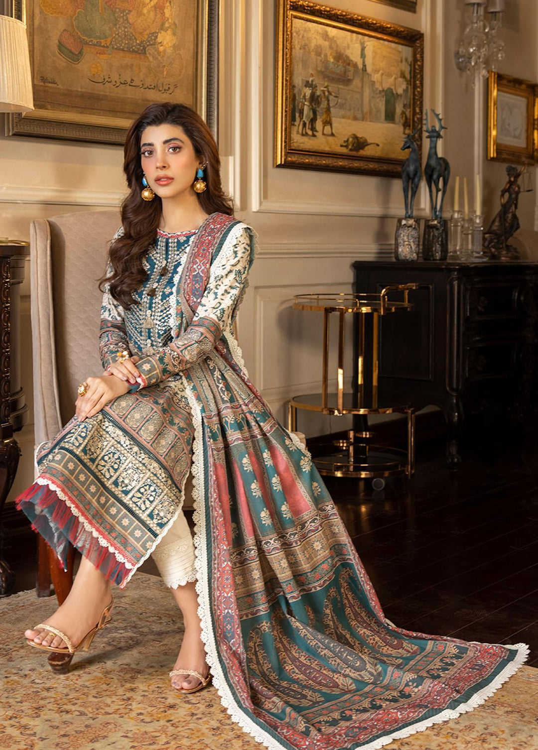 Asim Jofa Embroidered Lawn Suits Unstitched 2 Piece AJ23P AJS-29 - Summer Collection