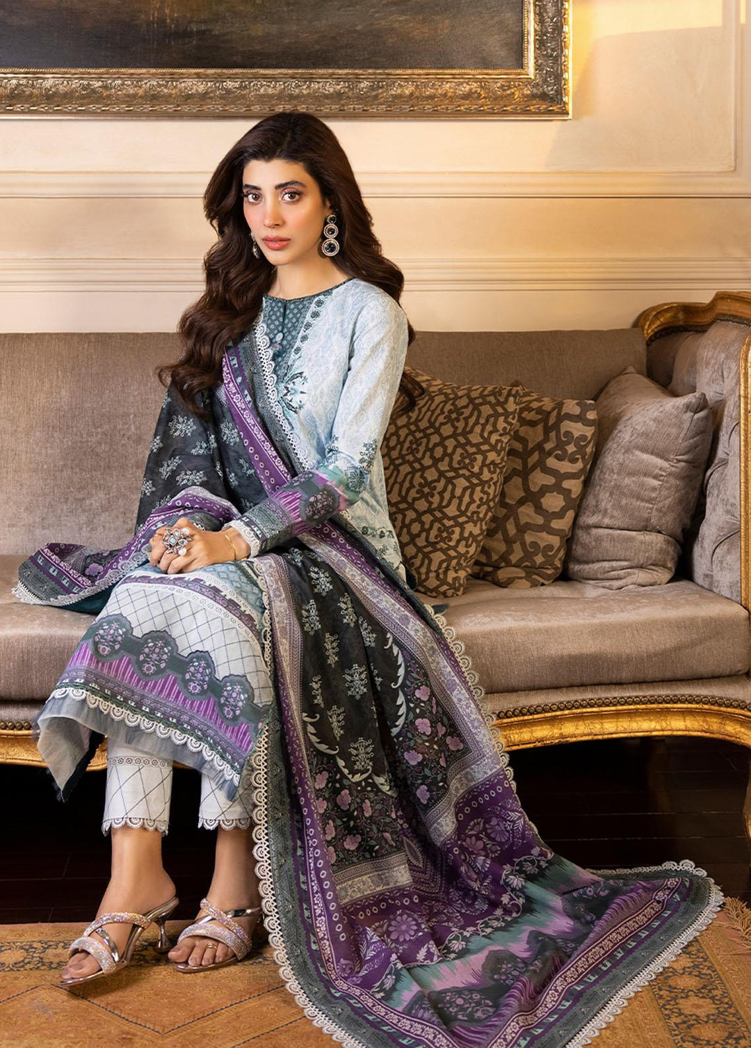 Asim Jofa Embroidered Lawn Suits Unstitched 2 Piece AJ23P AJS-32 - Summer Collection