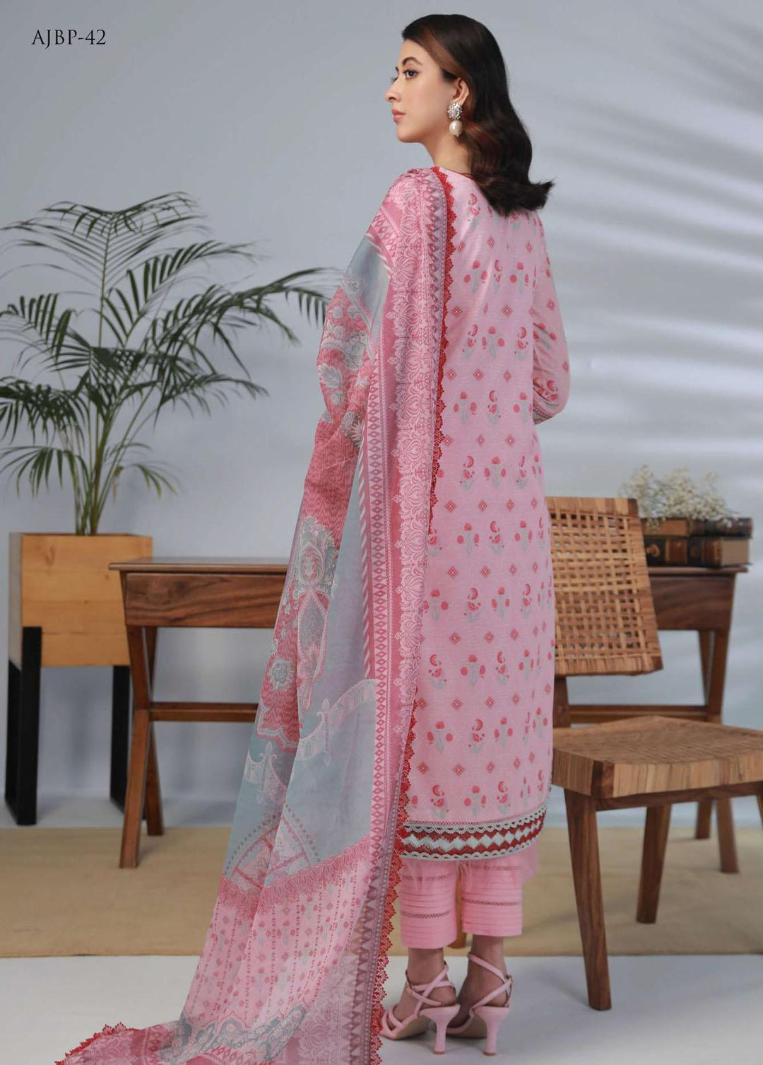 Asim Jofa Embroidered Lawn Suits Unstitched 3 Piece AJ23-P2 AJBP-42 - Summer Collection