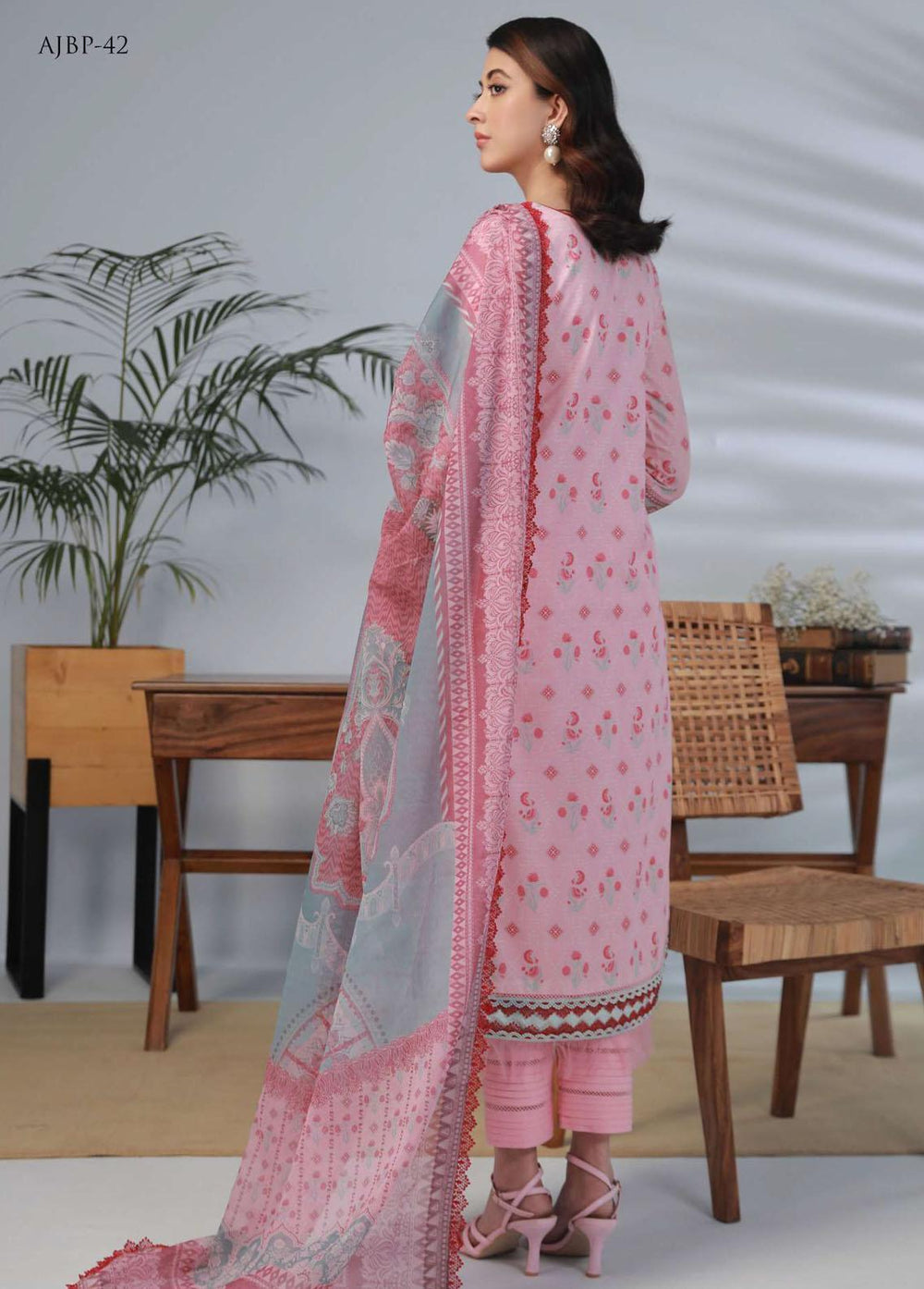 Asim Jofa Embroidered Lawn Suits Unstitched 3 Piece AJ23-P2 AJBP-42 - Summer Collection