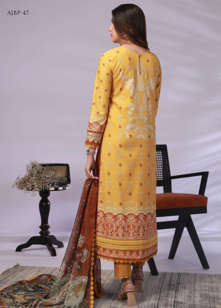 Asim Jofa Embroidered Lawn Suits Unstitched 3 Piece AJ23-P2 AJBP-47 - Summer Collection