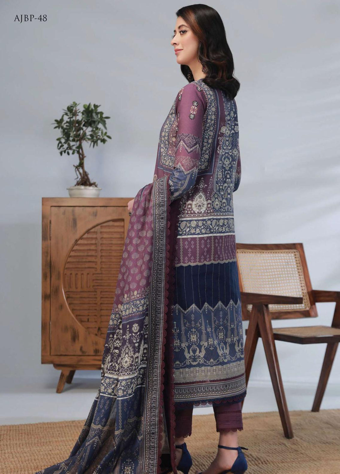 Asim Jofa Printed Lawn Suits Unstitched 2 Piece AJ23-P2 AJBP-48 - Summer Collection