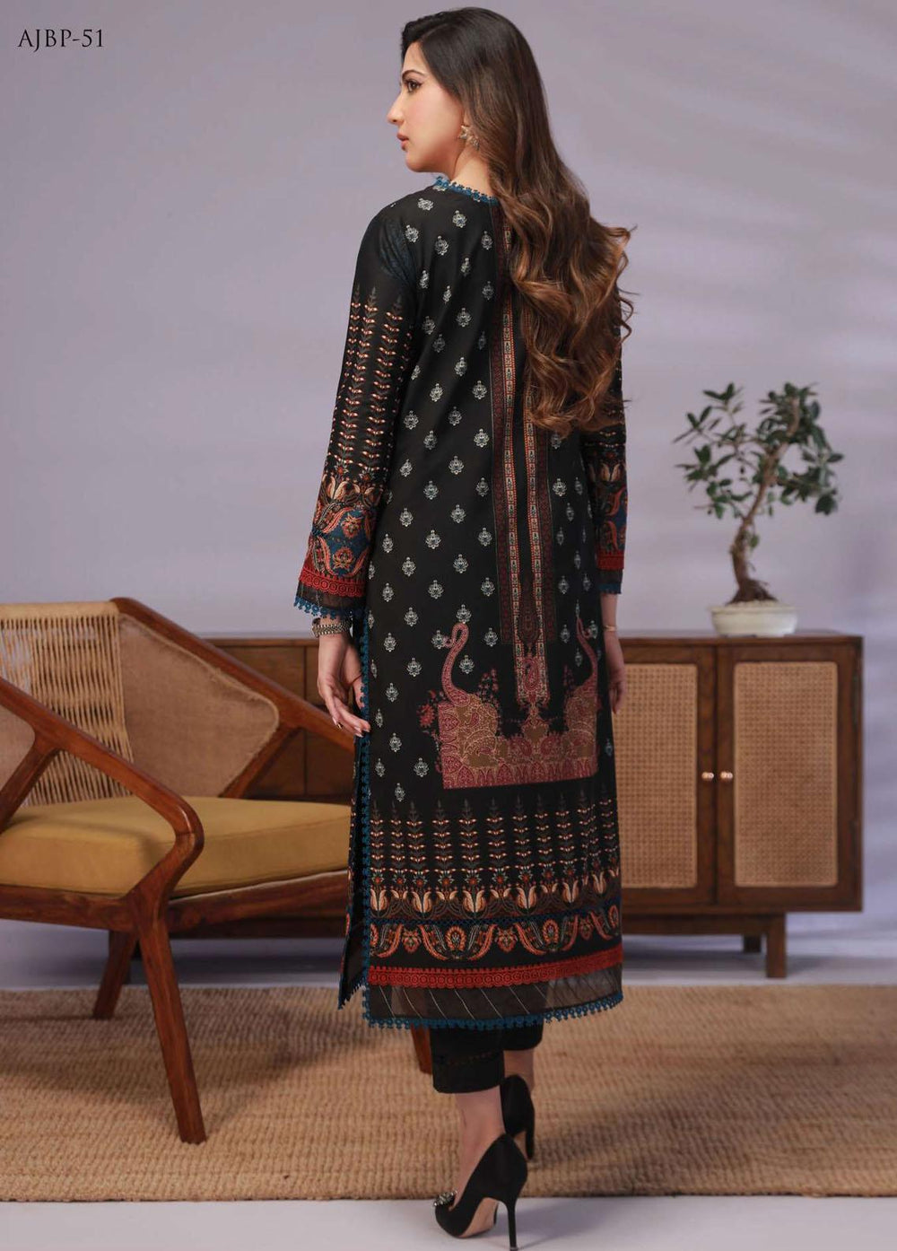 Asim Jofa Printed Lawn Suits Unstitched 2 Piece AJ23-P2 AJBP-51 - Summer Collection