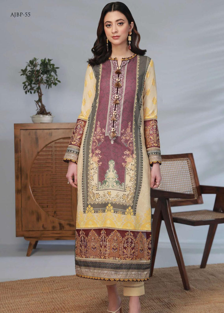 Asim Jofa Embroidered Lawn Suits Unstitched 2 Piece AJ23-P2 AJBP-55 - Summer Collection