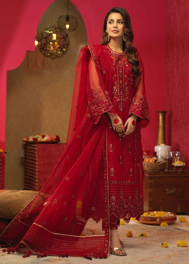 Asim Jofa Embroidered Net Suits Unstitched 3 Piece AJ21RF AJFC-21 - Festive Collection