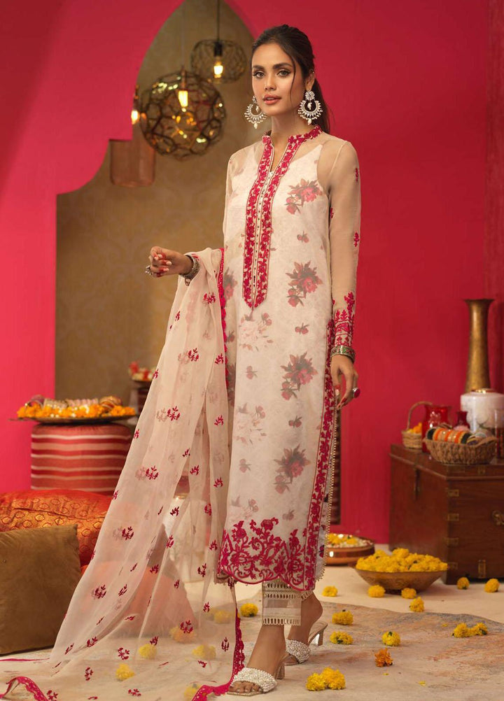 Asim Jofa Embroidered Organza Suits Unstitched 3 Piece AJ21RF AJFC-23 - Festive Collection