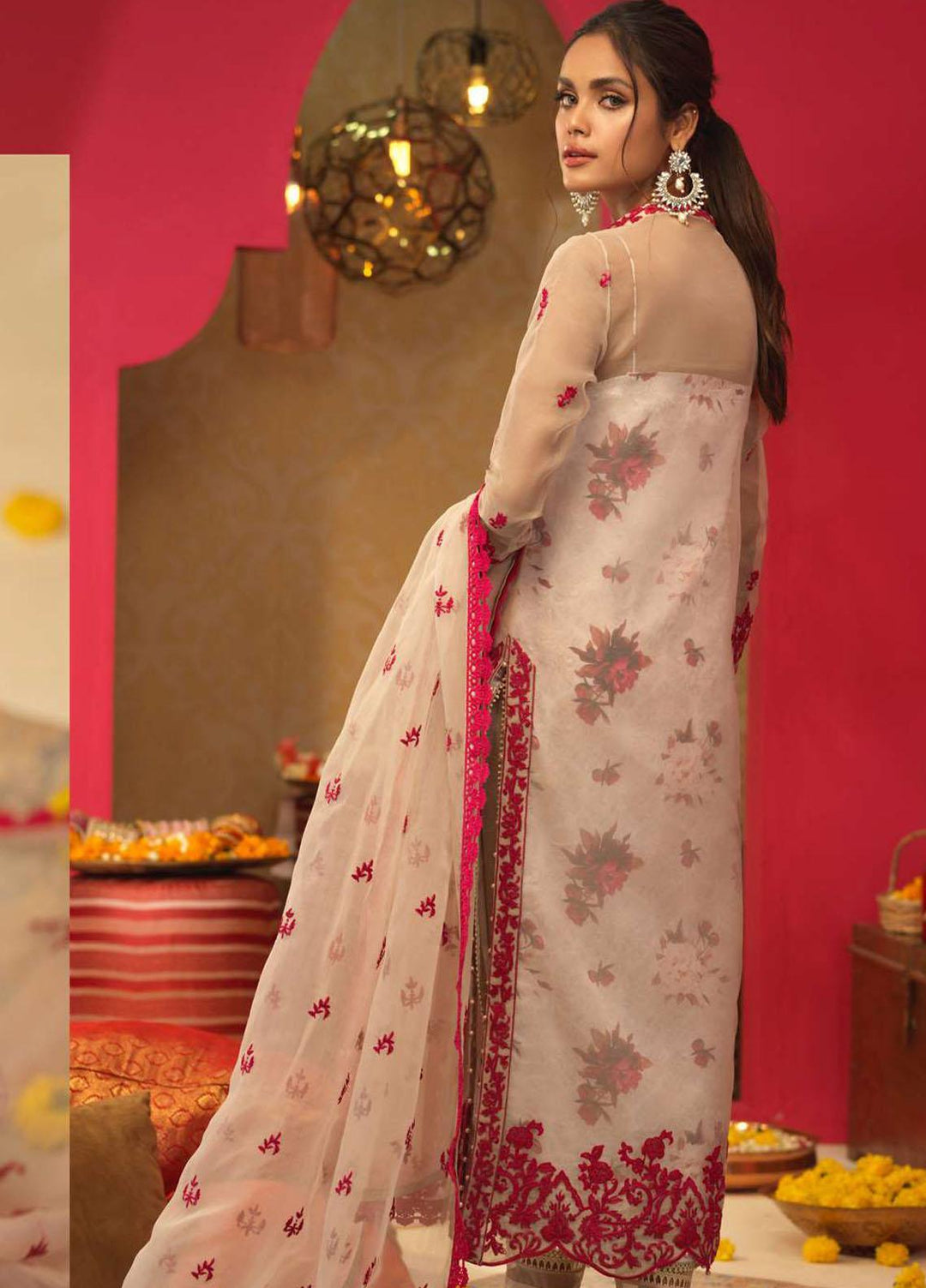 Asim Jofa Embroidered Organza Suits Unstitched 3 Piece AJ21RF AJFC-23 - Festive Collection