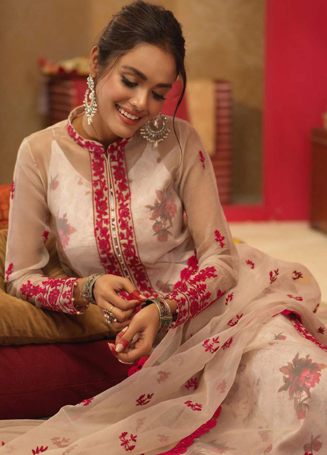 Asim Jofa Embroidered Organza Suits Unstitched 3 Piece AJ21RF AJFC-23 - Festive Collection