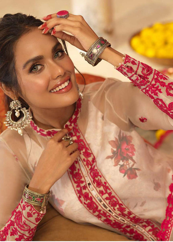 Asim Jofa Embroidered Organza Suits Unstitched 3 Piece AJ21RF AJFC-23 - Festive Collection