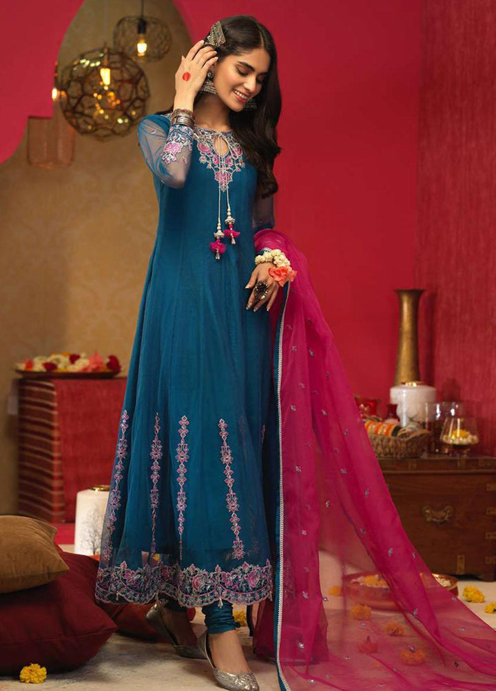 Asim Jofa Embroidered Net Suits Unstitched 3 Piece AJ21RF AJFC-25 - Festive Collection