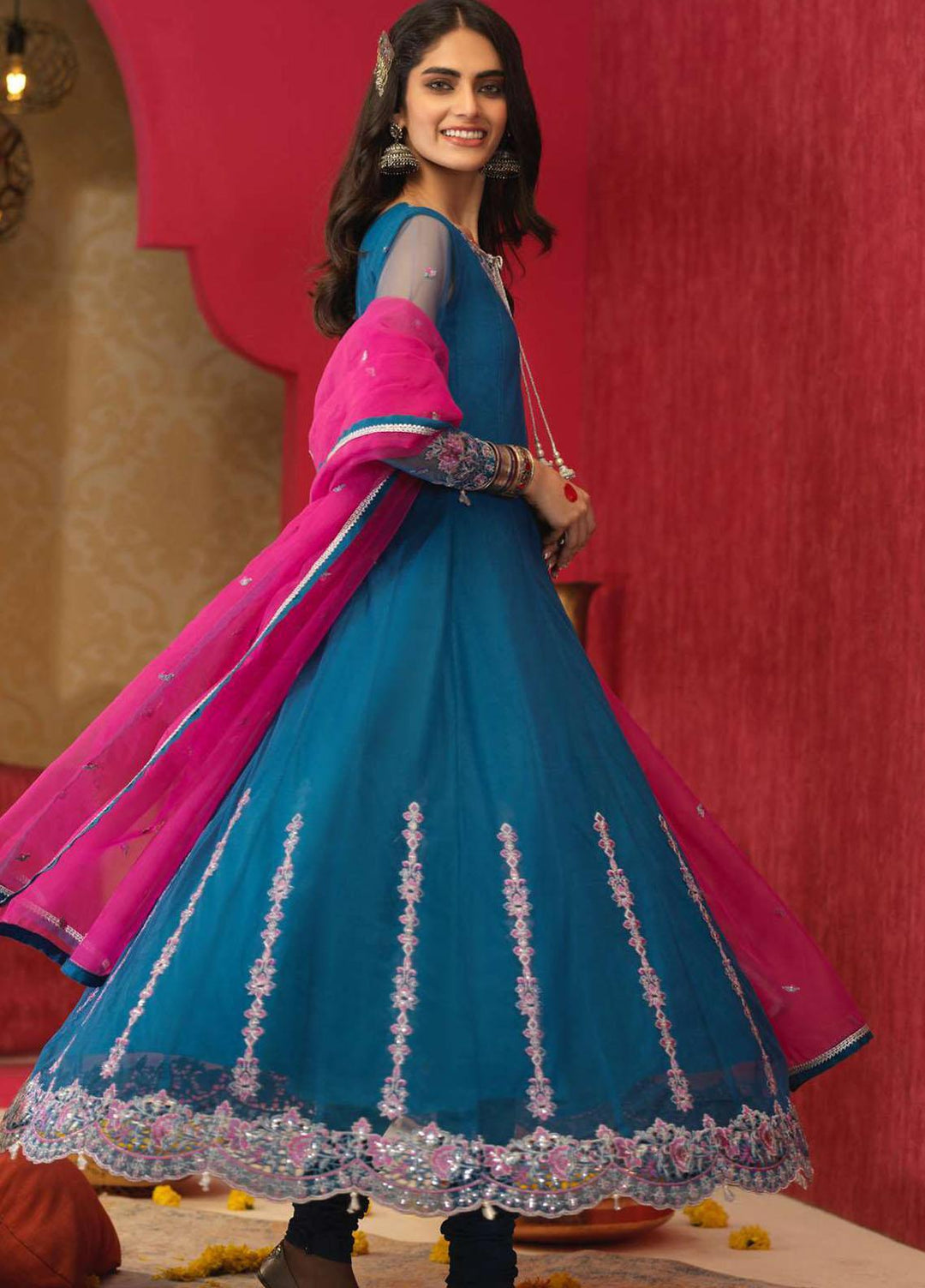 Asim Jofa Embroidered Net Suits Unstitched 3 Piece AJ21RF AJFC-25 - Festive Collection