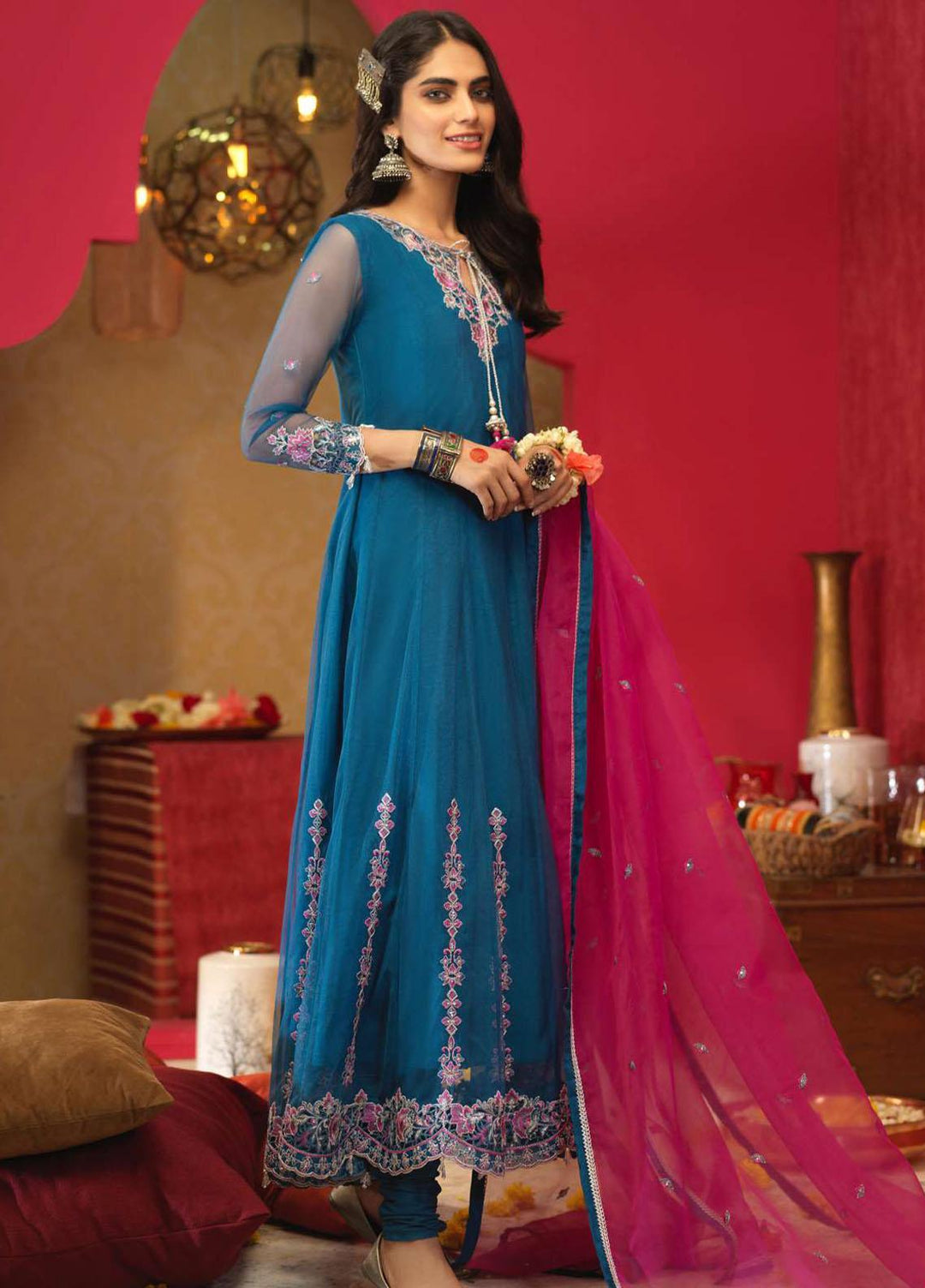 Asim Jofa Embroidered Net Suits Unstitched 3 Piece AJ21RF AJFC-25 - Festive Collection